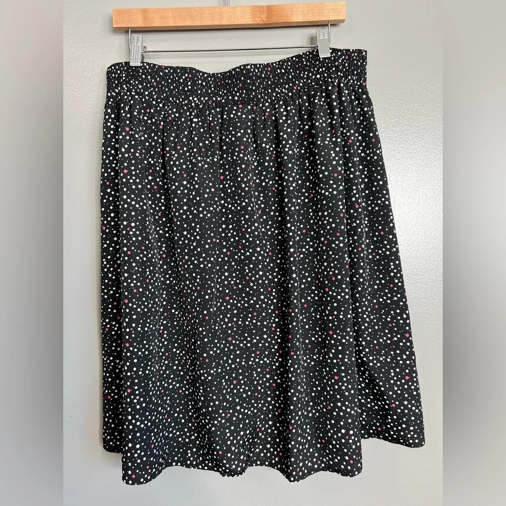 Lane Bryant black polka dot pleated skirt size‎ 16 artsy quirky business casual